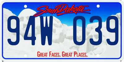 SD license plate 94WO39