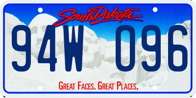 SD license plate 94WO96