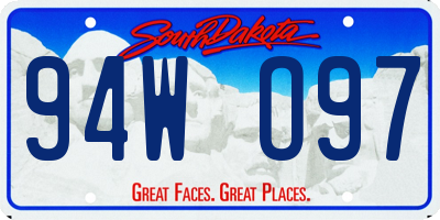 SD license plate 94WO97