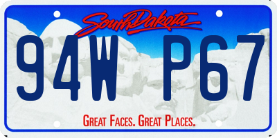 SD license plate 94WP67