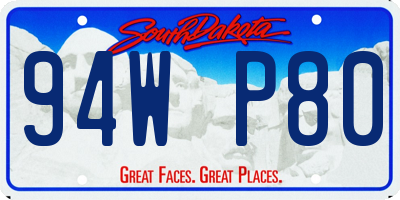 SD license plate 94WP80