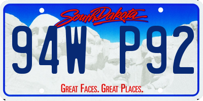 SD license plate 94WP92