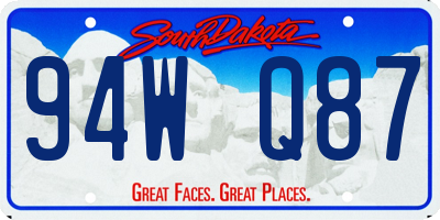 SD license plate 94WQ87