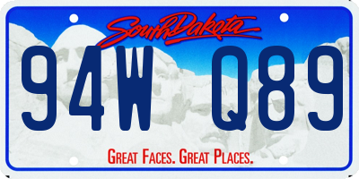SD license plate 94WQ89