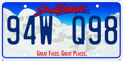 SD license plate 94WQ98