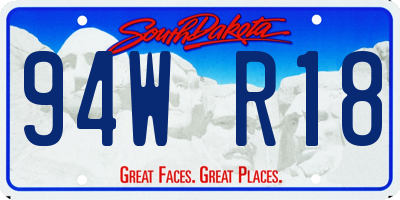 SD license plate 94WR18