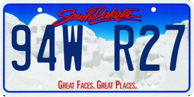 SD license plate 94WR27