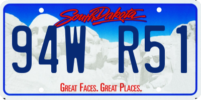 SD license plate 94WR51