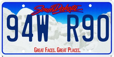 SD license plate 94WR90