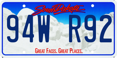 SD license plate 94WR92