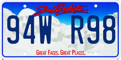 SD license plate 94WR98