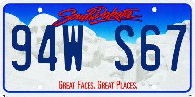 SD license plate 94WS67