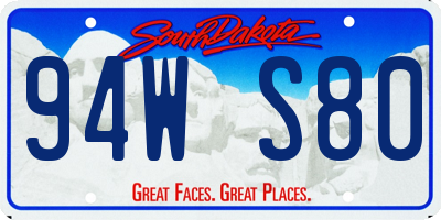 SD license plate 94WS80