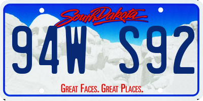 SD license plate 94WS92