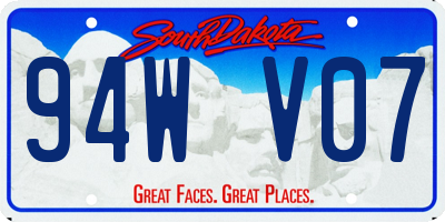 SD license plate 94WV07