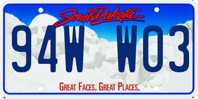 SD license plate 94WW03
