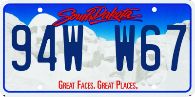 SD license plate 94WW67