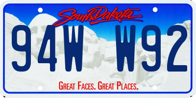 SD license plate 94WW92