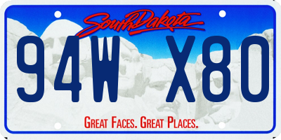 SD license plate 94WX80