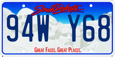 SD license plate 94WY68