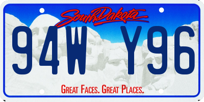 SD license plate 94WY96
