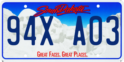 SD license plate 94XA03