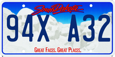 SD license plate 94XA32