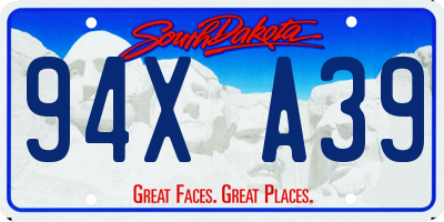 SD license plate 94XA39