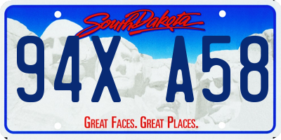 SD license plate 94XA58