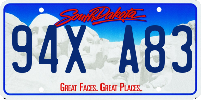 SD license plate 94XA83