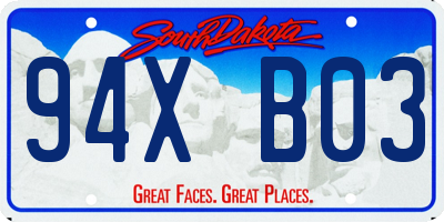 SD license plate 94XB03
