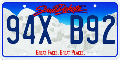 SD license plate 94XB92