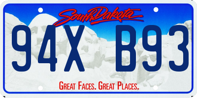 SD license plate 94XB93