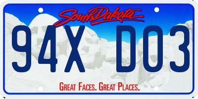 SD license plate 94XD03
