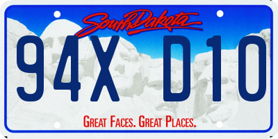 SD license plate 94XD10