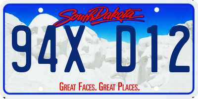 SD license plate 94XD12
