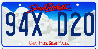 SD license plate 94XD20