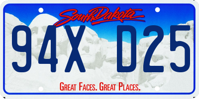 SD license plate 94XD25
