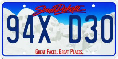 SD license plate 94XD30