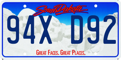 SD license plate 94XD92