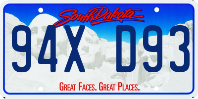 SD license plate 94XD93