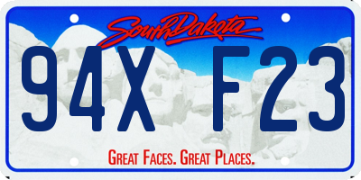 SD license plate 94XF23