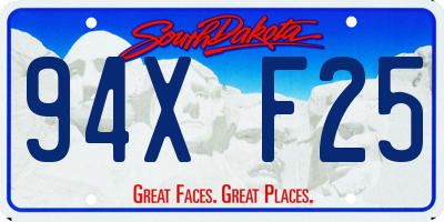SD license plate 94XF25