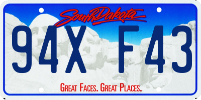 SD license plate 94XF43