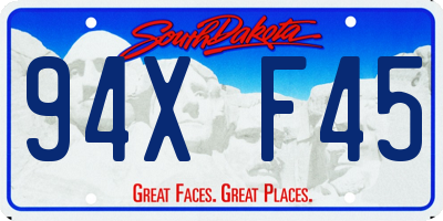 SD license plate 94XF45