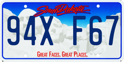 SD license plate 94XF67