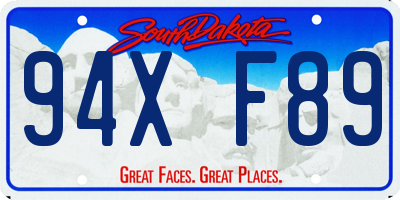 SD license plate 94XF89