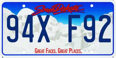 SD license plate 94XF92