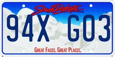SD license plate 94XG03