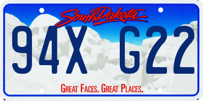 SD license plate 94XG22